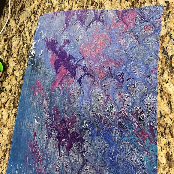 Abstract Swirl Print Purple Pink Hues Hand Rolled Rectangle Scarf - Picture 3 of 3